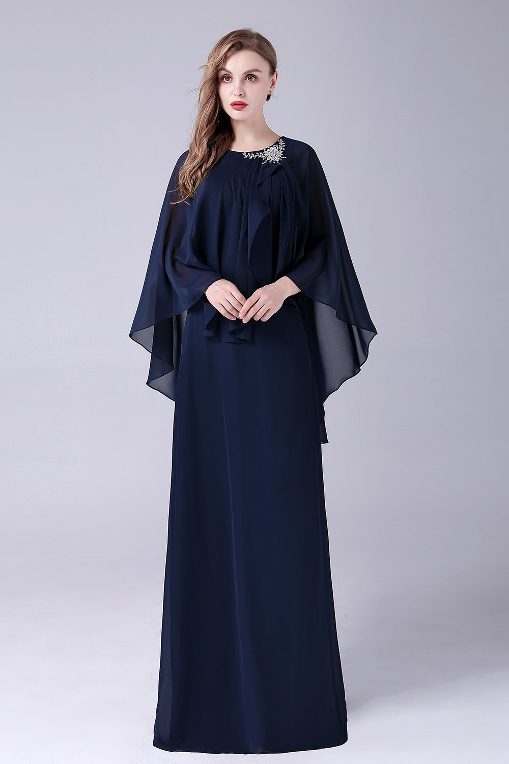 A-Line Scoop Neck Gulvlengde Chiffon Mor til bruden kjole