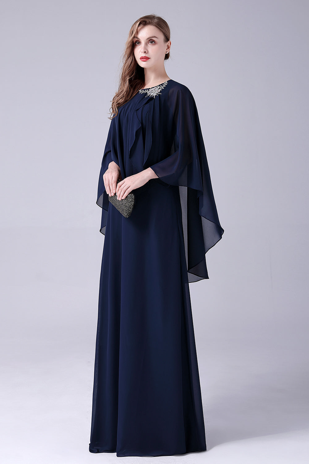 A-Line Scoop Neck Gulvlengde Chiffon Mor til bruden kjole