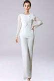 Jumpsuit/buksedress skiller gulvlang chiffon Brudens mor Kjole med sløyfe