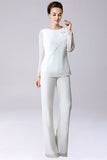 Jumpsuit/buksedress skiller gulvlang chiffon Brudens mor Kjole med sløyfe