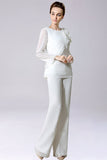 Jumpsuit/buksedress skiller gulvlang chiffon Brudens mor Kjole med sløyfe