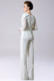 Jumpsuit/buksedress skiller gulvlang chiffon Brudens mor Kjole med sløyfe