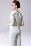 Jumpsuit/buksedress skiller gulvlang chiffon Brudens mor Kjole med sløyfe