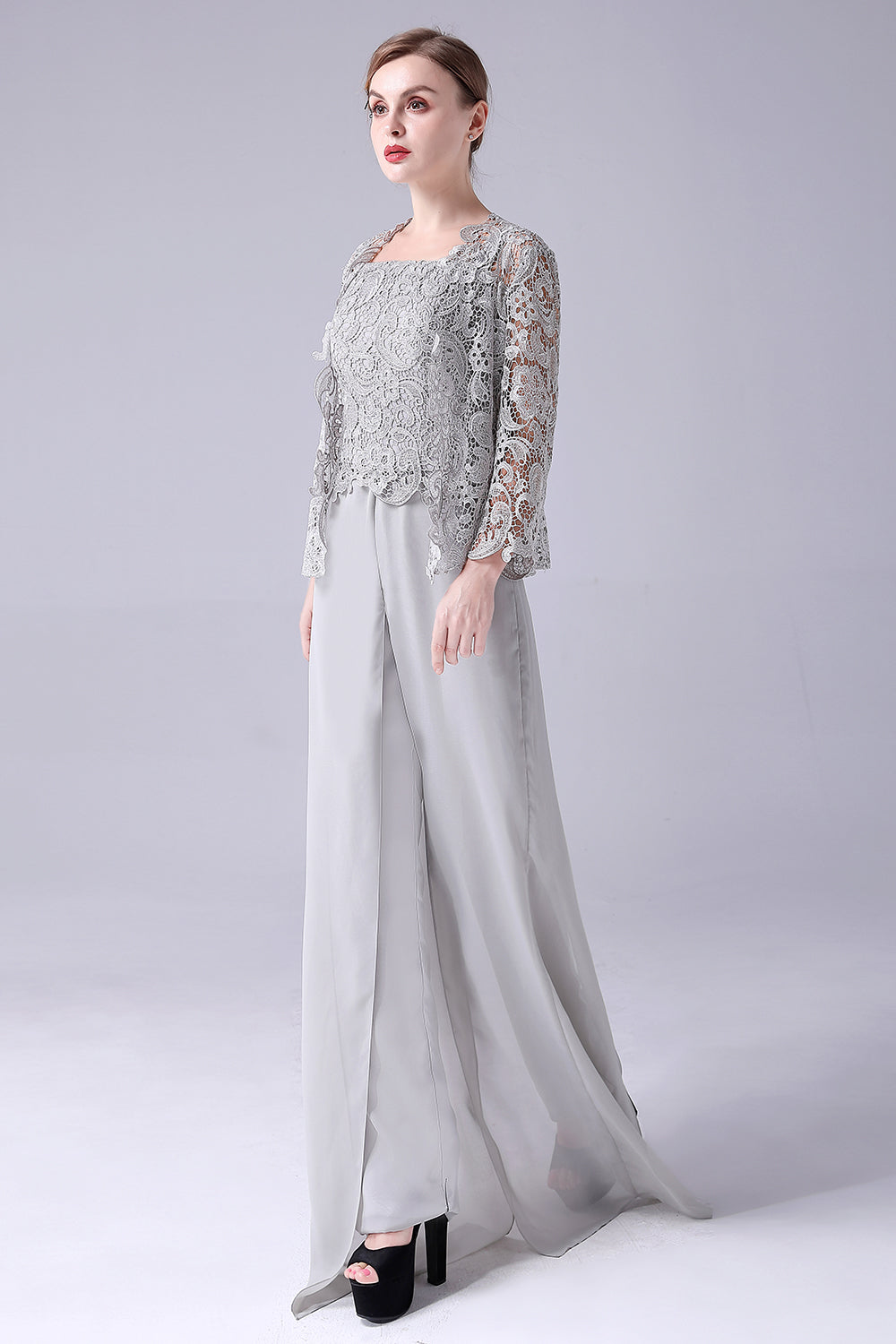 Sliver jumpsuit / buksedress skiller blonder chiffon mor til bruden kjole