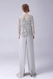 Sliver jumpsuit / buksedress skiller blonder chiffon mor til bruden kjole
