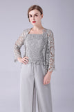Sliver jumpsuit / buksedress skiller blonder chiffon mor til bruden kjole