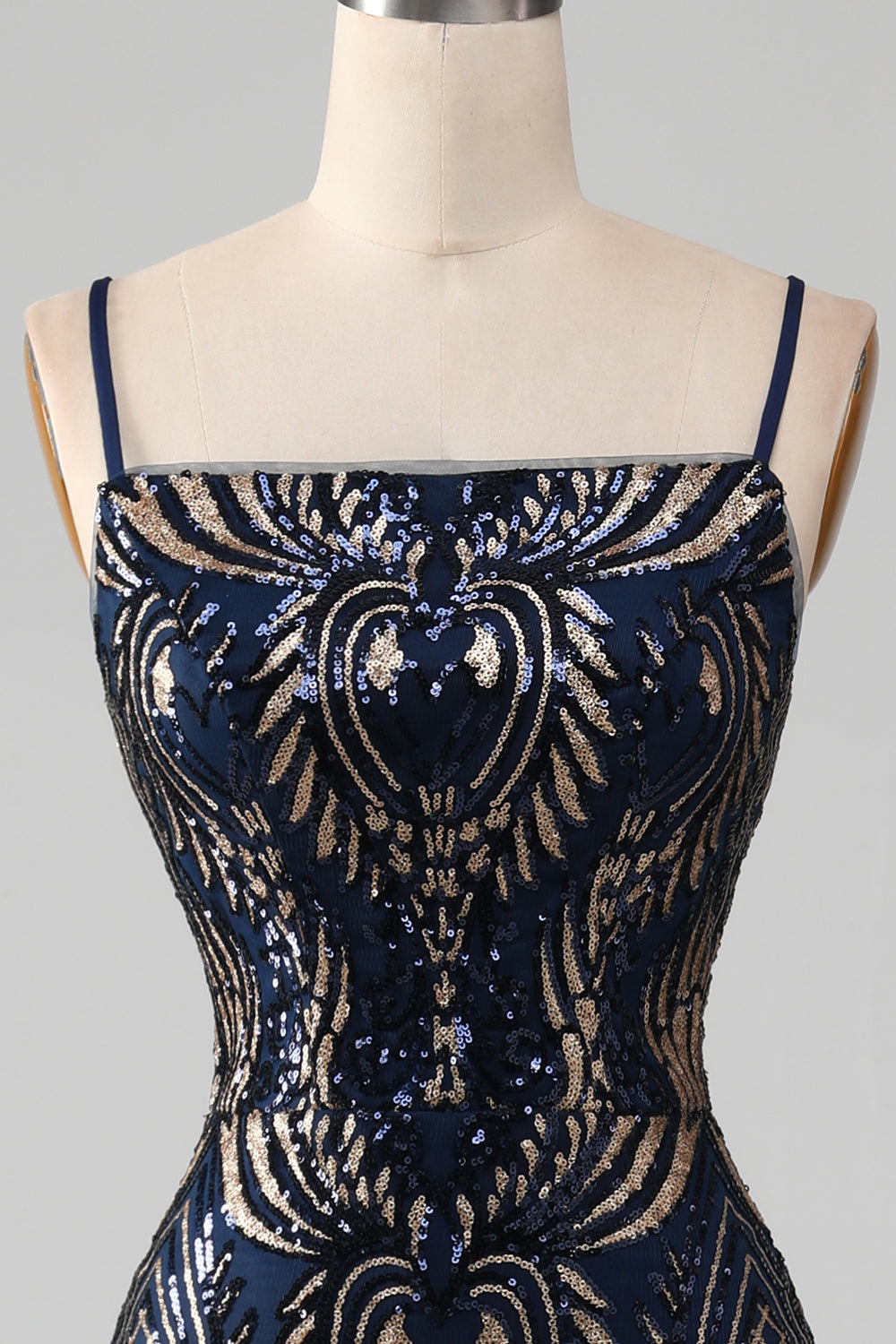Sparkly Navy Spaghetti stropper Mermaid Prom kjole