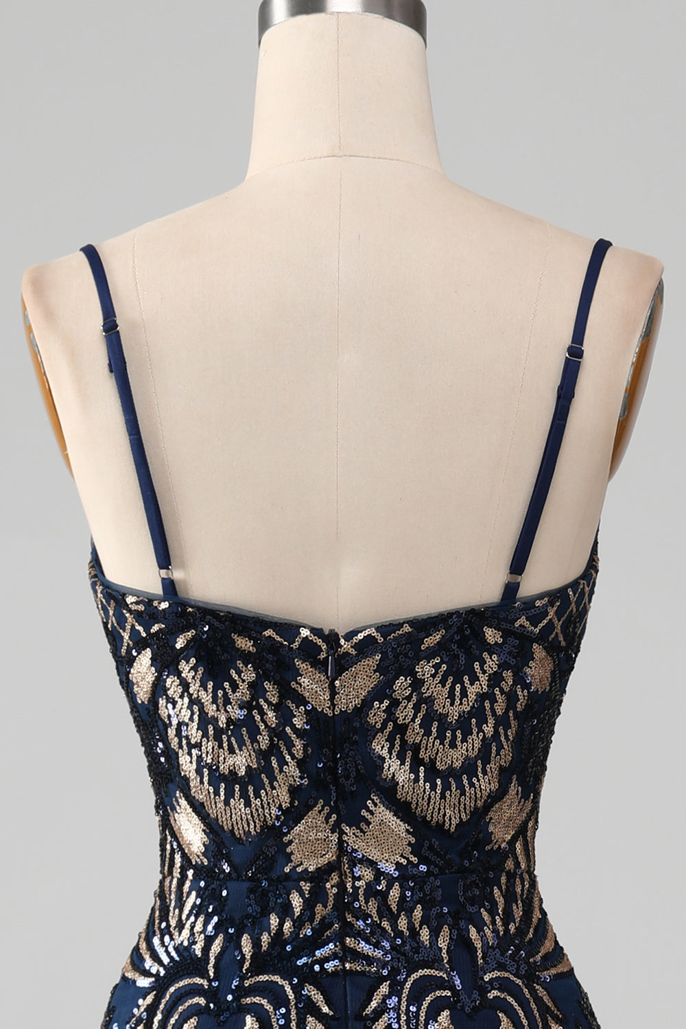 Sparkly Navy Spaghetti stropper Mermaid Prom kjole