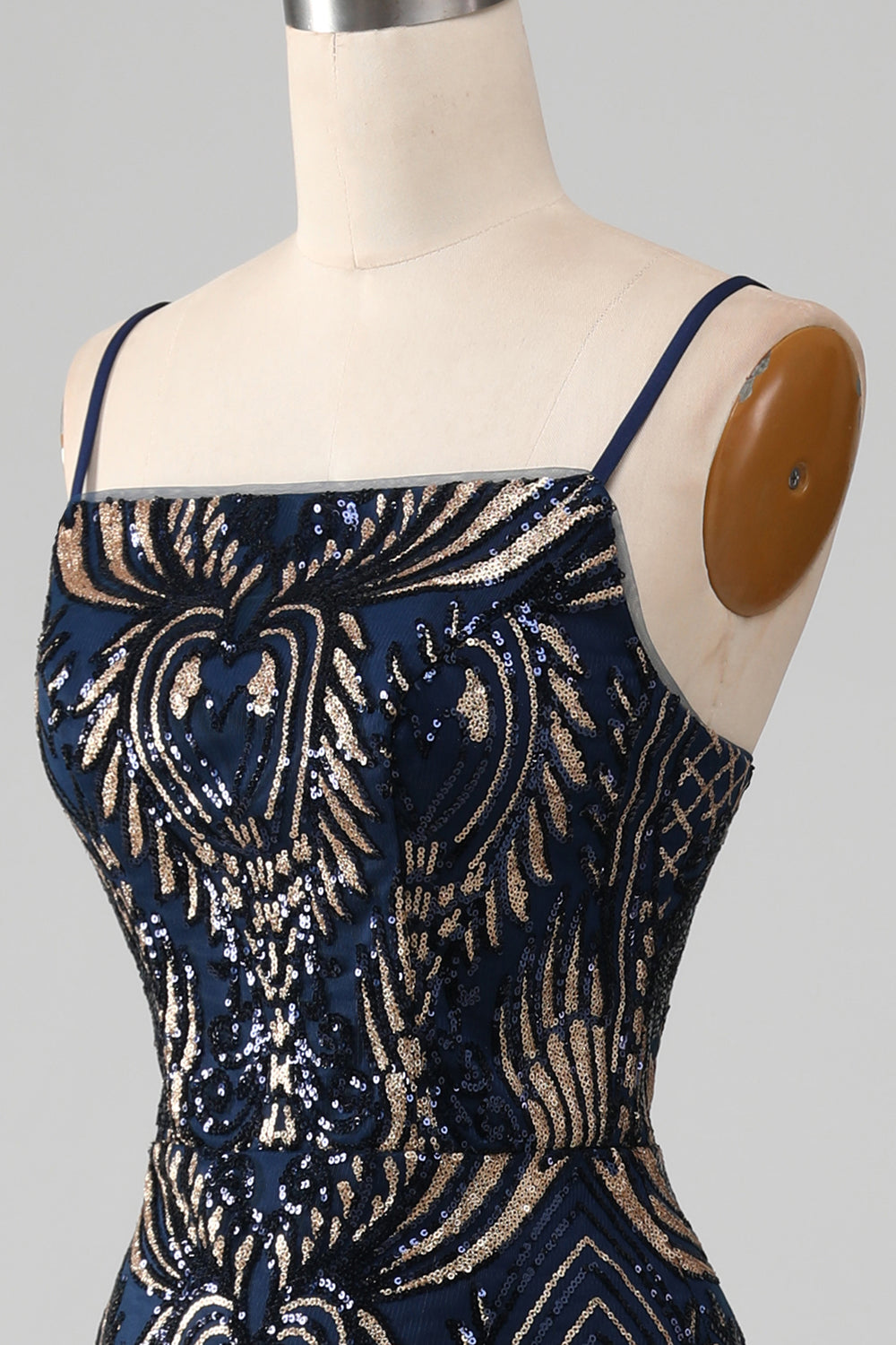 Sparkly Navy Spaghetti stropper Mermaid Prom kjole