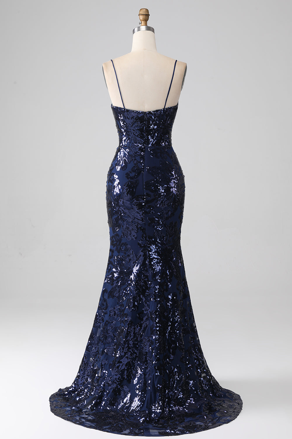 Glitrende Sequin Mermaid Spaghetti Strap Prom Kjole med Slit