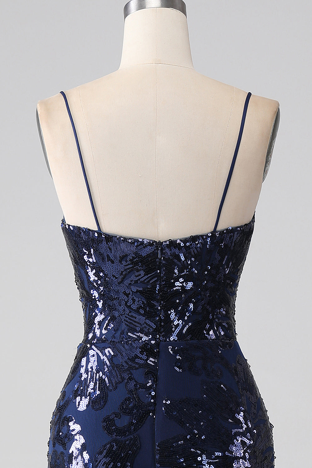 Glitrende Sequin Mermaid Spaghetti Strap Prom Kjole med Slit
