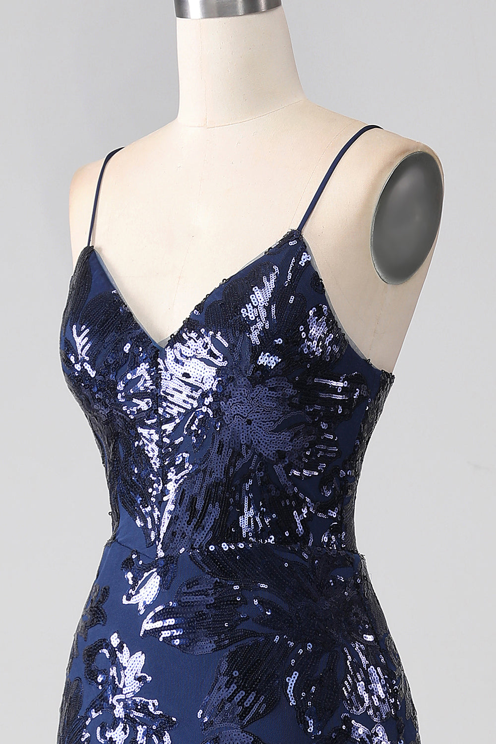 Glitrende Sequin Mermaid Spaghetti Strap Prom Kjole med Slit
