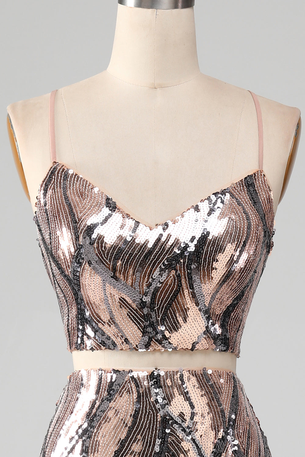 Sparkly Two-piece Sheath Prom Dress med frynser