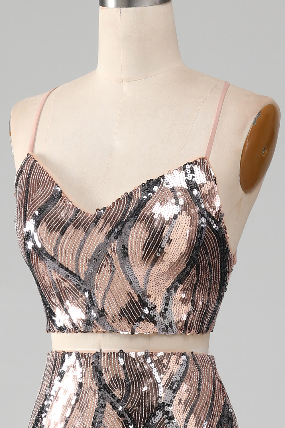 Sparkly Two-piece Sheath Prom Dress med frynser
