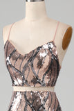 Sparkly Two-piece Sheath Prom Dress med frynser