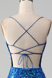 Royal Blue Mermaid Sparkly Prom Dress med Slit