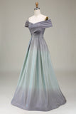 Sparkly av skulderen En linje Princess Prom kjole med plissert
