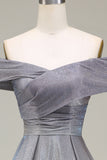 Sparkly av skulderen En linje Princess Prom kjole med plissert