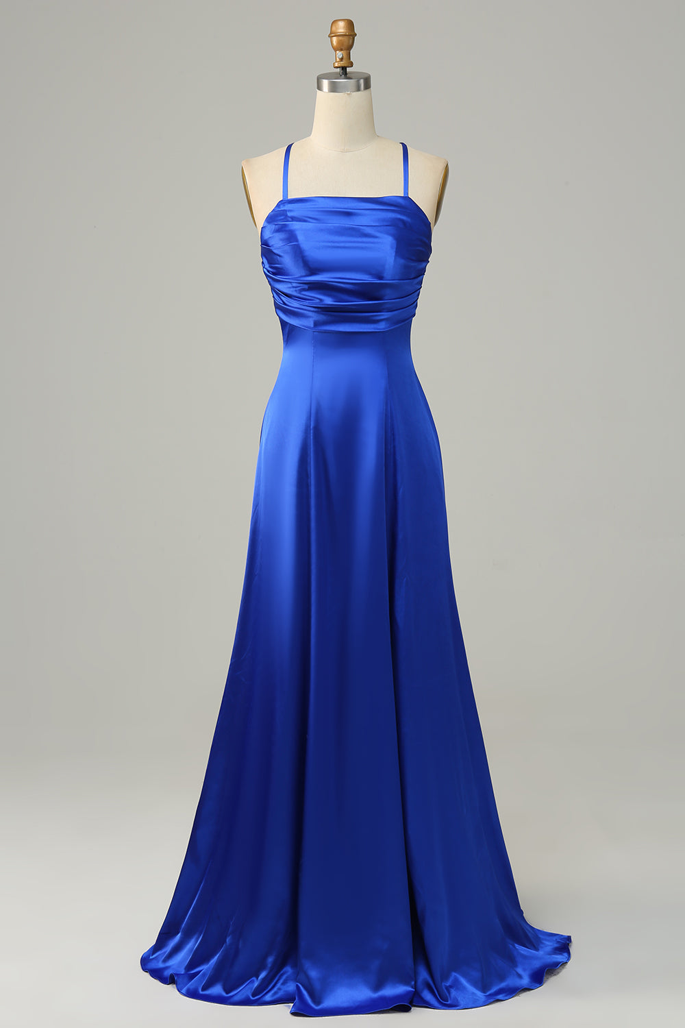 Royal Blue Halter En linje Lang brudepike kjole