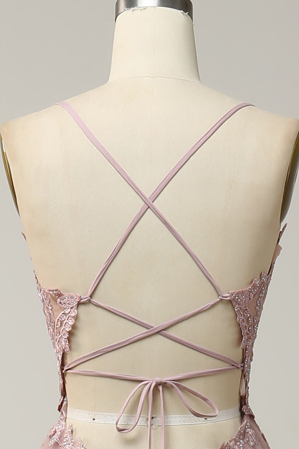 A Line Spaghetti stropper Blush Long Prom kjole med Appliques