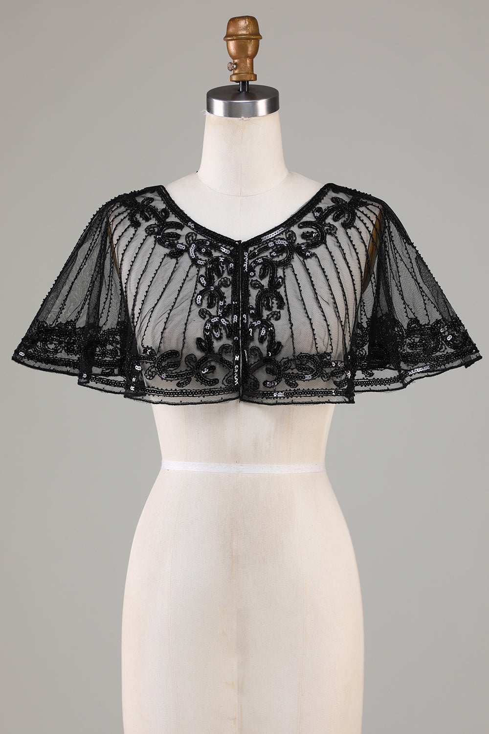 Black Beaded Glitter 1920-tallet kappe for kvinner