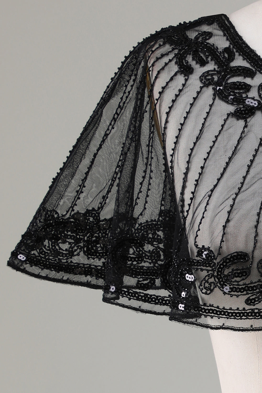 Black Beaded Glitter 1920-tallet kappe for kvinner