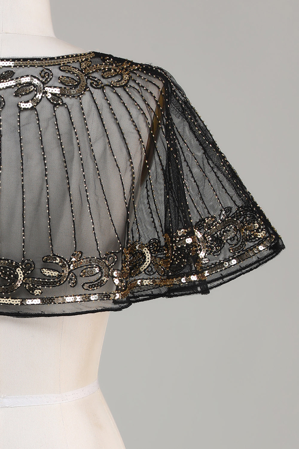 Black Beaded Glitter 1920-tallet kappe for kvinner