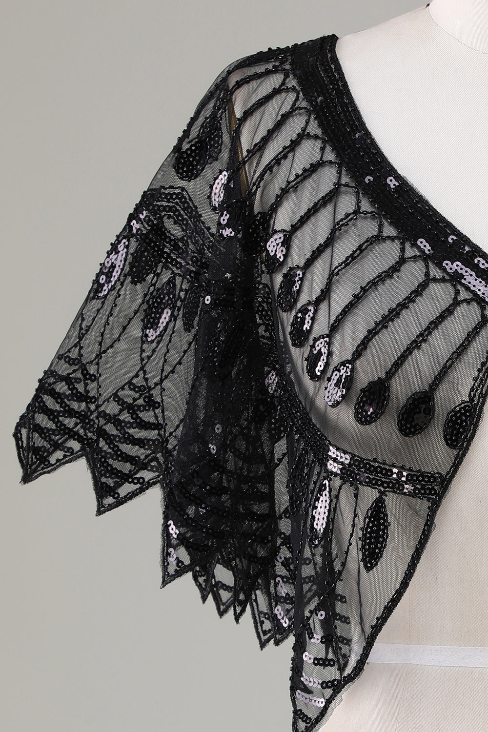 Glitter Black Sequins 1920-tallet Kappe med perler