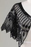 Glitter Black Sequins 1920-tallet Kappe med perler