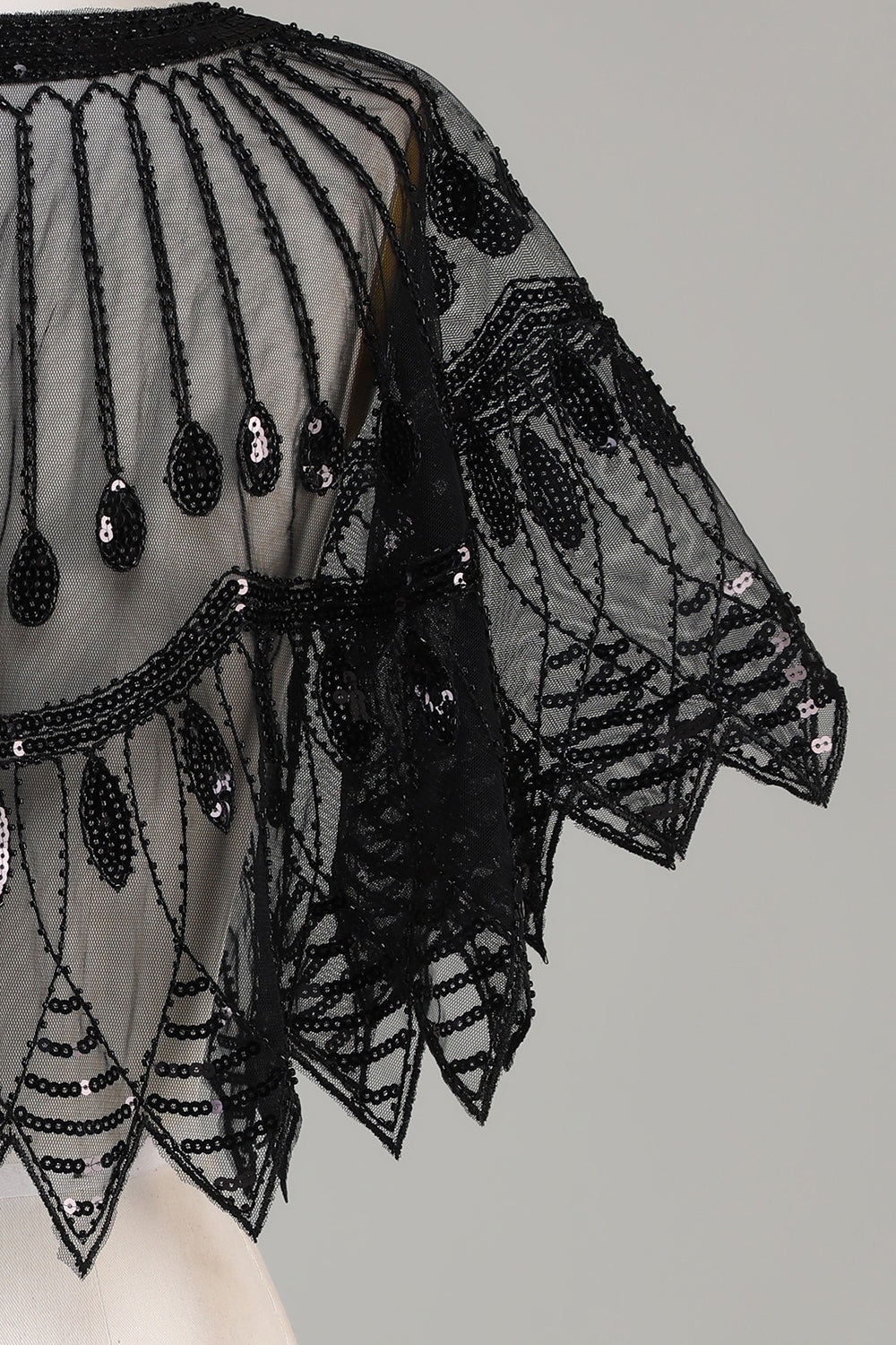 Glitter Black Sequins 1920-tallet Kappe med perler