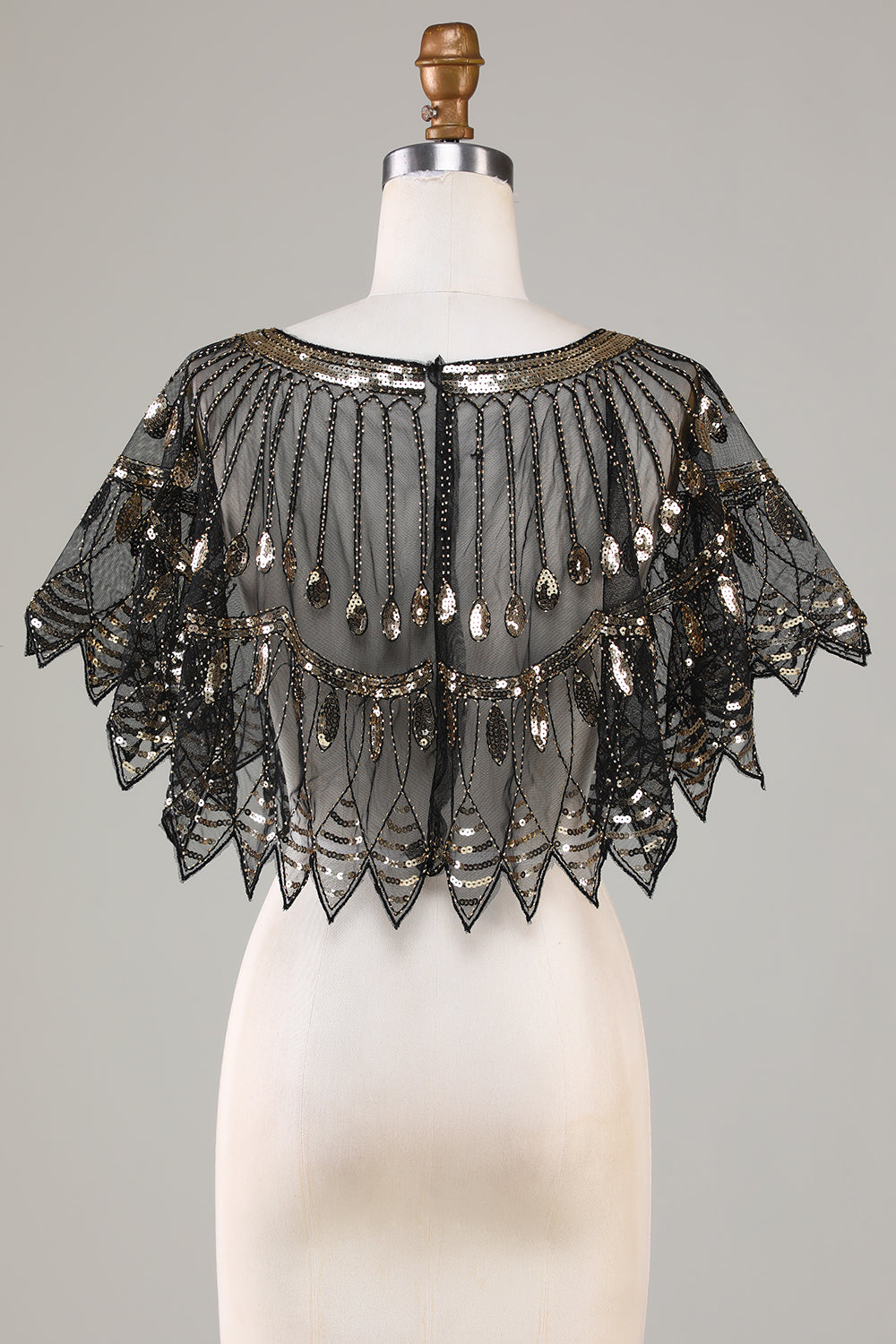 Glitter Black Sequins 1920-tallet Kappe med perler