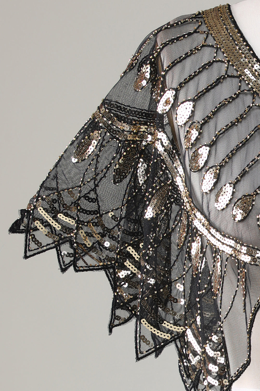 Glitter Black Sequins 1920-tallet Kappe med perler