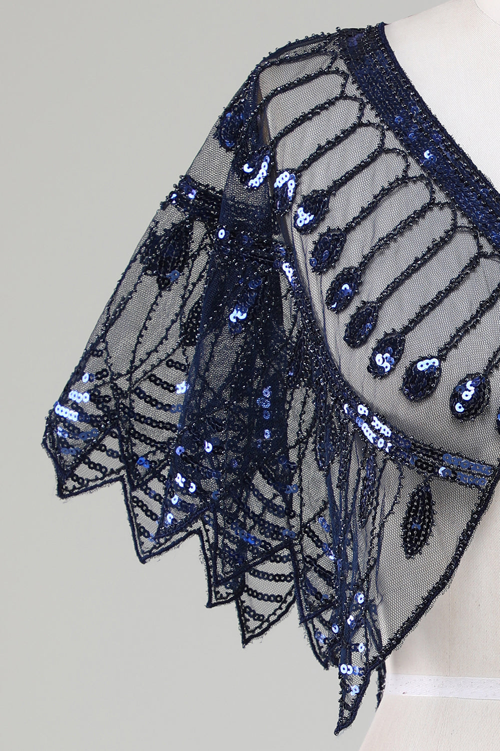 Glitter Black Sequins 1920-tallet Kappe med perler