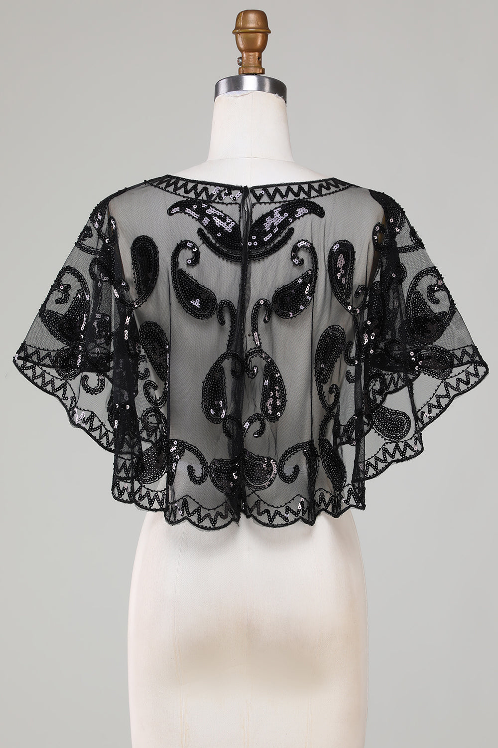 Black Glitter Sequins 1920-tallet Cape