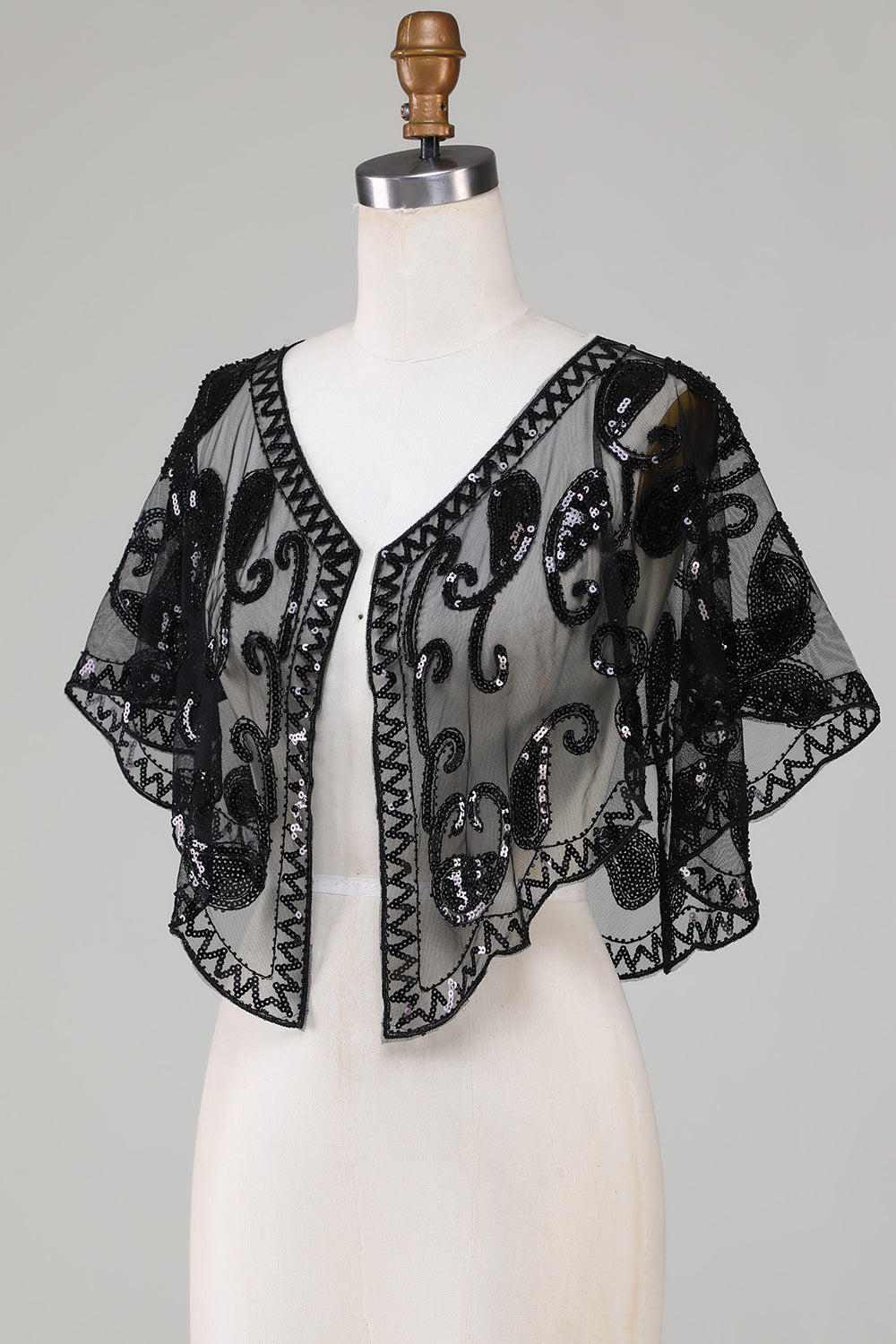 Black Glitter Sequins 1920-tallet Cape