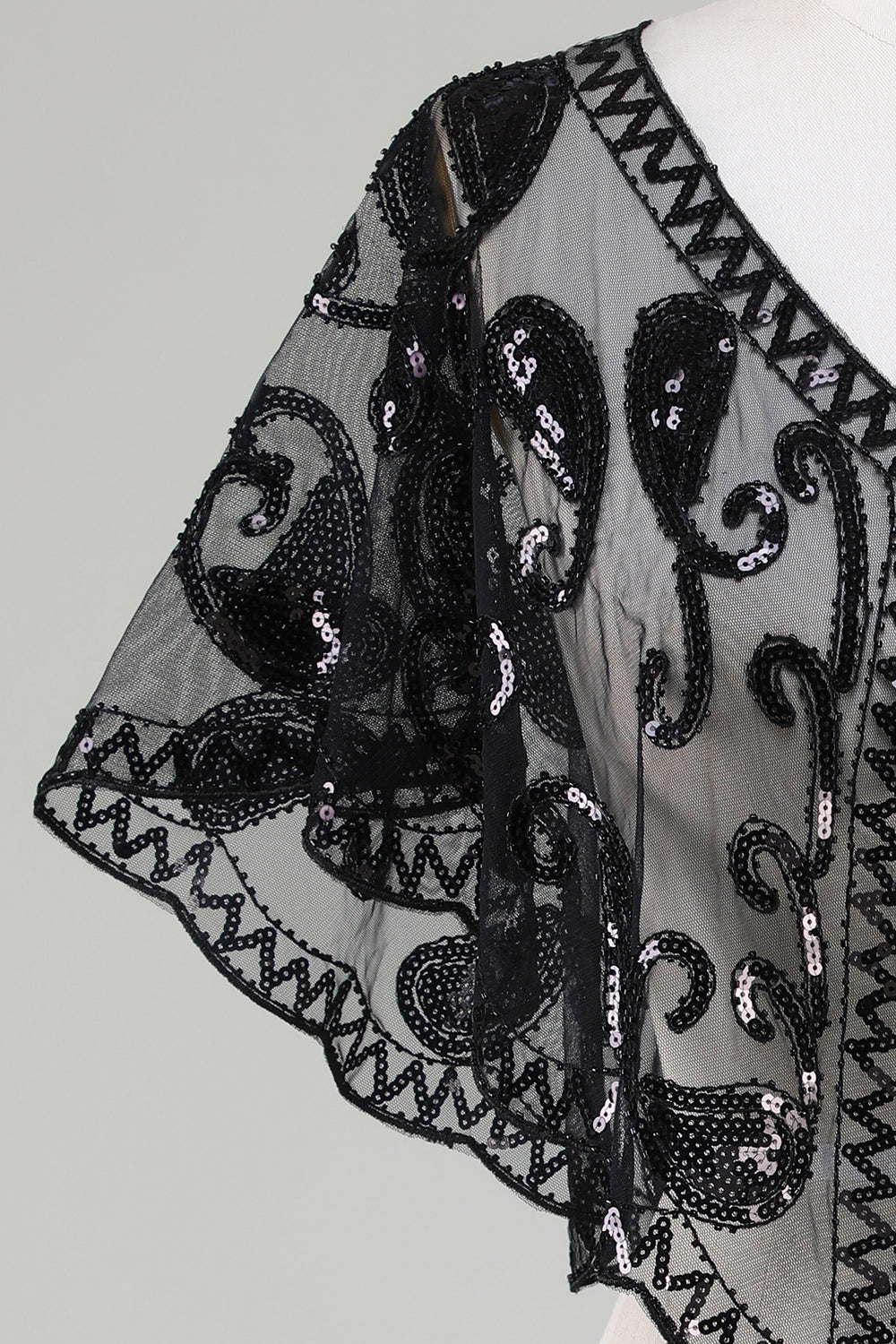 Black Glitter Sequins 1920-tallet Cape