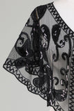 Black Glitter Sequins 1920-tallet Cape