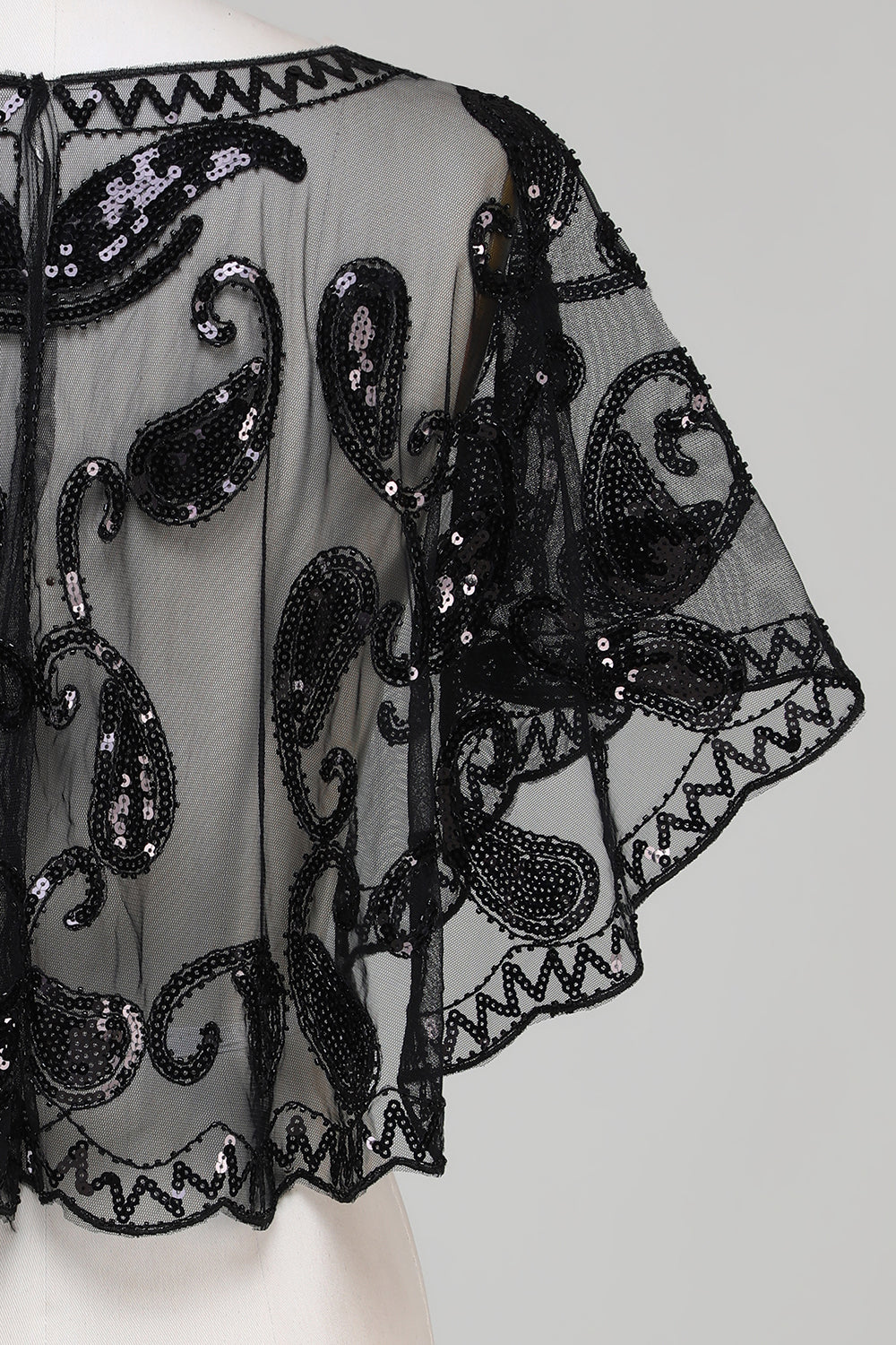 Black Glitter Sequins 1920-tallet Cape