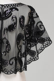 Black Glitter Sequins 1920-tallet Cape