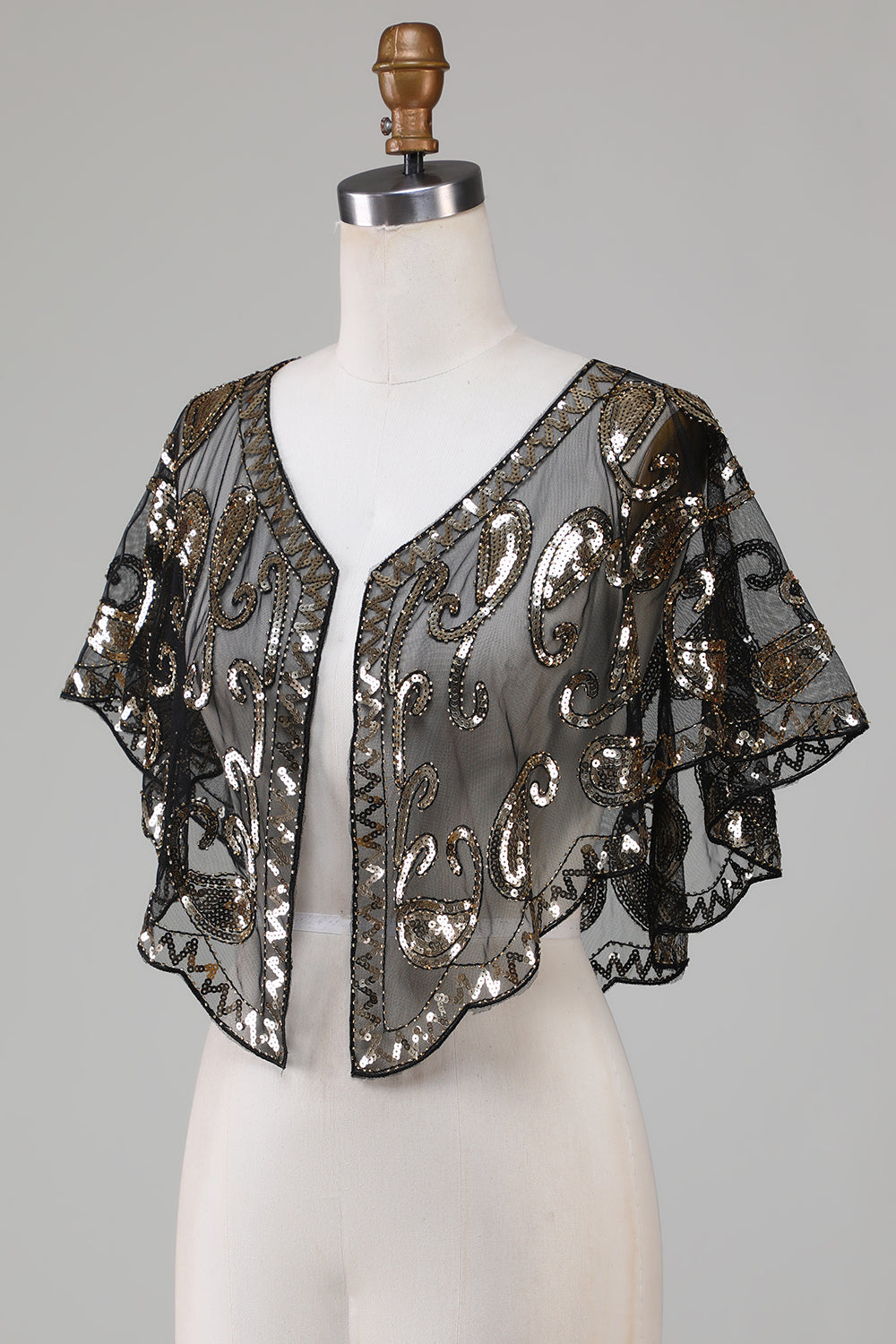 Black Glitter Sequins 1920-tallet Cape
