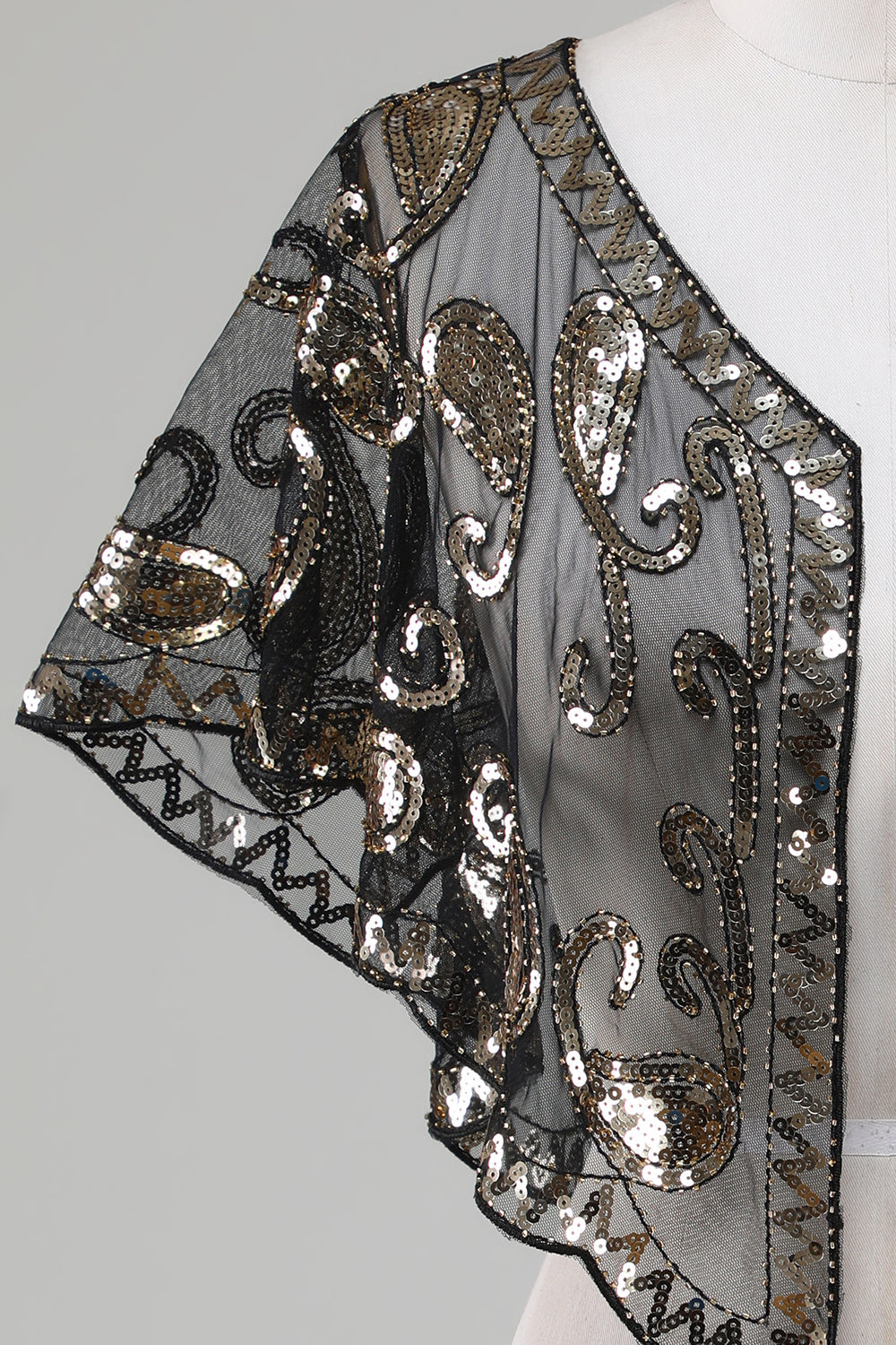 Black Glitter Sequins 1920-tallet Cape