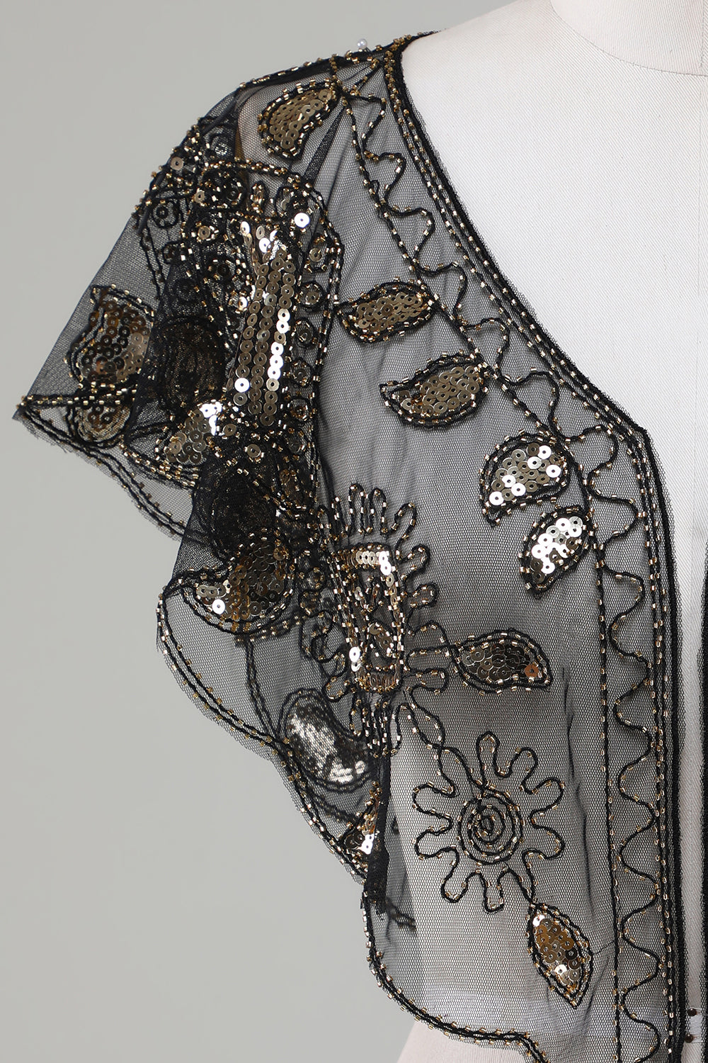 Beaded Golden Sequins 1920-tallet kappe
