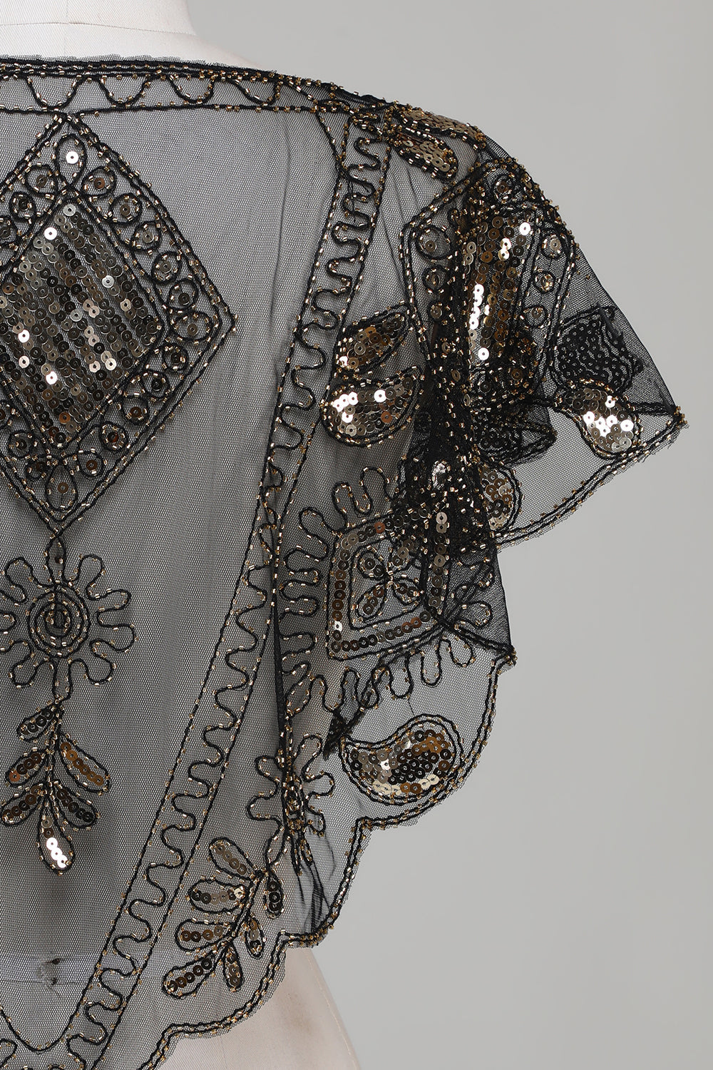 Beaded Golden Sequins 1920-tallet kappe