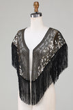 Black Sequins Glitter 1920-tallet Kappe med frynser