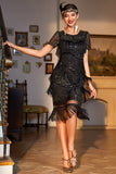 Black Beaded Gatsby frynset flapper kjole