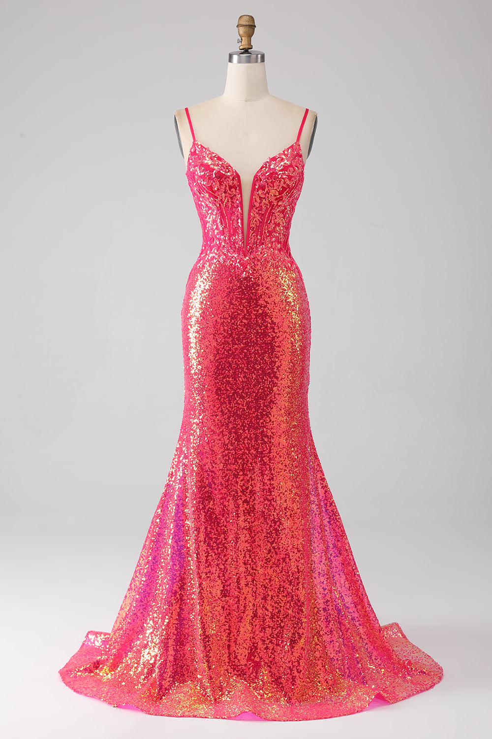 Sparkly Mermaid Fuchsia Prom kjole med paljetter