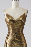 Sparkly Mermaid Golden Long Prom Dress med Slit