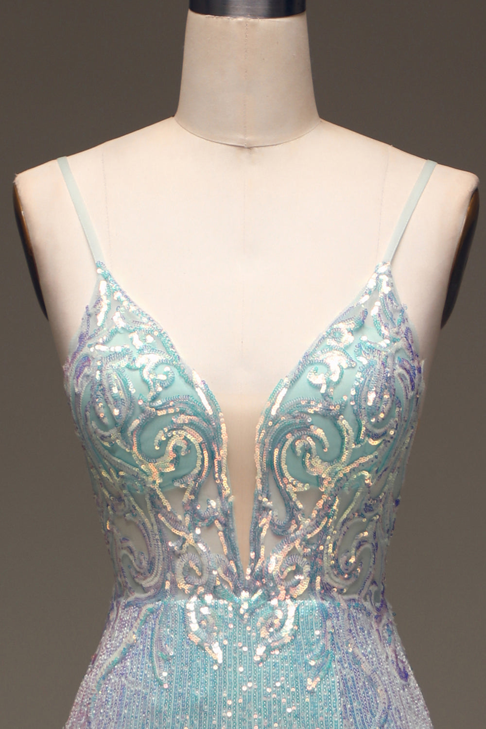 Sparkly Mermaid Grey Blue Prom Dress med Slit