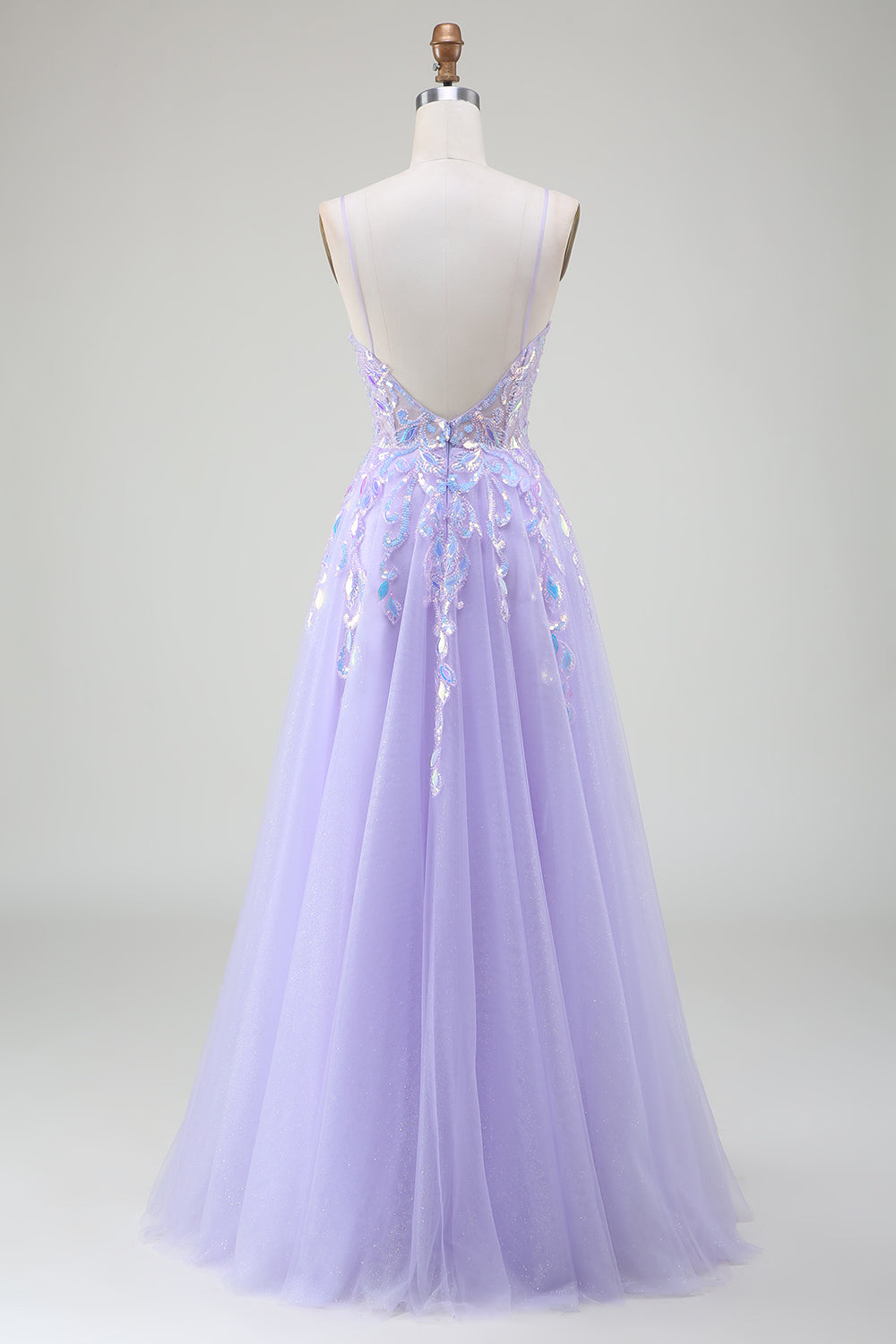 A-Line Purple Prom kjole med paljetter