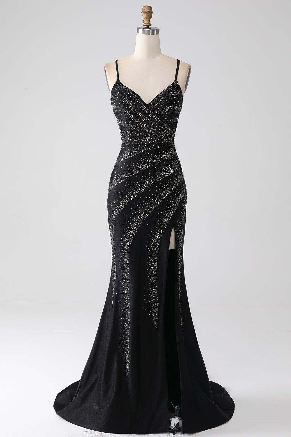 Mermaid Beaded Black Prom kjole med Slit